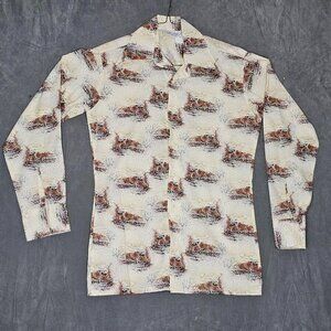 VTG Second Hand Rose Mack Shirt Mens S Ivory homestead Long Sleeve Button A2-40